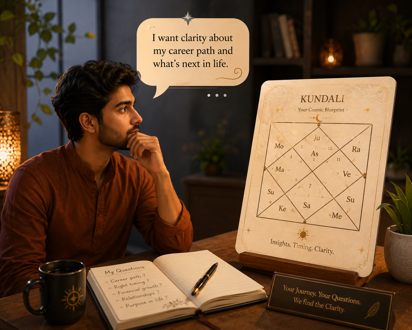 Astrologer in a quiet workspace